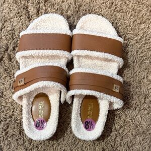 Michael Kors Brown and Cream Slides